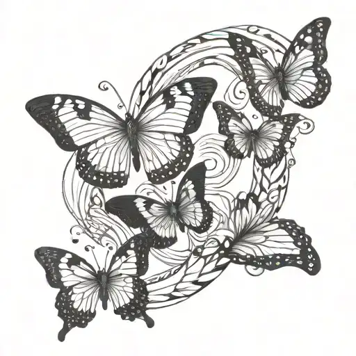 mobius strip and butterflies tattoo design idea