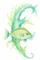 Puffer fish  Bottom sea grass and coral Fish Anchor and chain Ocean Fade form ankle to knee Shark jaw Color tattoo design idea