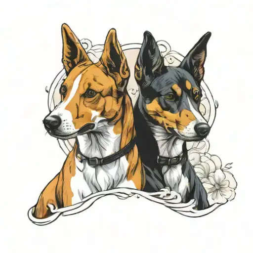 Two Basenji Dogs tattoo design idea