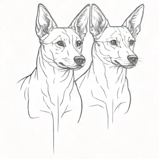 Two Basenji Dogs tattoo design idea