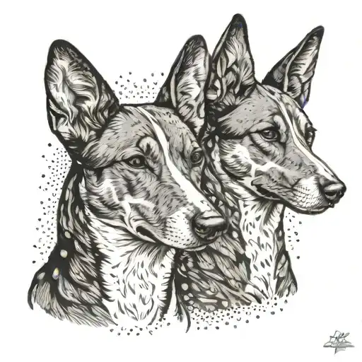 Two Basenji Dogs tattoo design idea