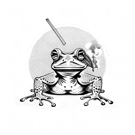 frog smoking  tattoo design idea