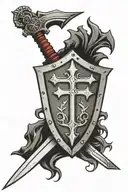 Templar shield with cross and sword  tattoo design idea