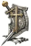 Templar shield with cross and sword  tattoo design idea