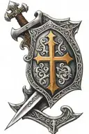Templar shield with cross and sword  tattoo design idea
