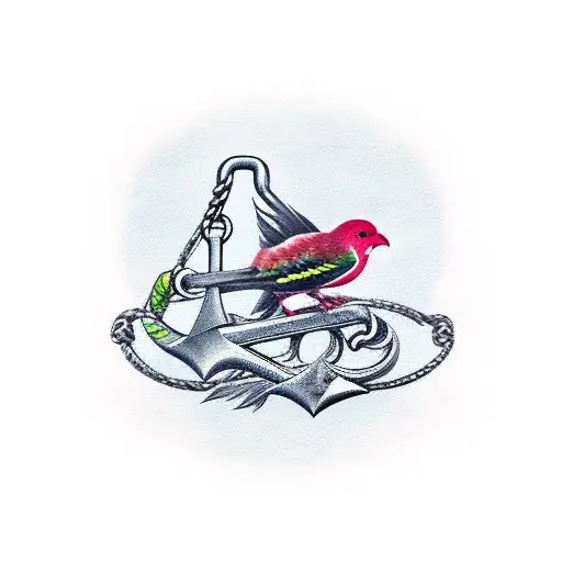 kiwi bird sitting on an anchor tattoo design idea