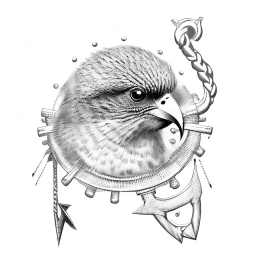 kiwi bird sitting on an anchor tattoo design idea