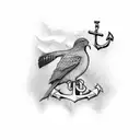 kiwi bird superimposed on an anchor tattoo design idea