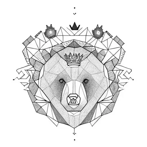 bear with a crown tattoo design idea