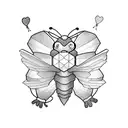 bumblebee with a heart balloon tattoo design idea
