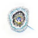 A geode split open to reveal a vibrant crystal formation tattoo design idea