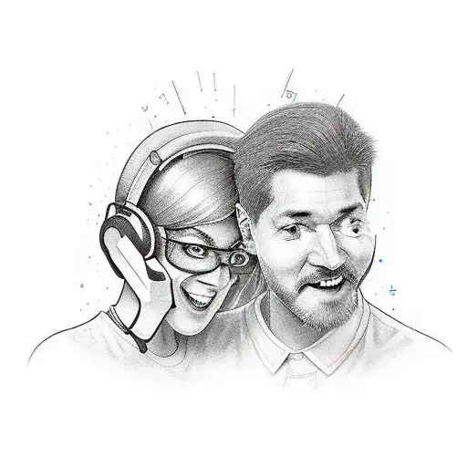 Incorporate gamer elements into a new-school tattoo of the mom and dad tattoo design idea