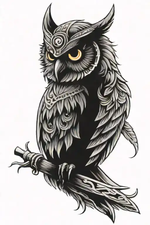 Viking owl tattoo design idea