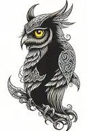 Viking owl tattoo design idea
