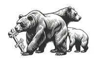 Grizzly bear and a silverback gorrila with a cross in the middle tattoo design idea