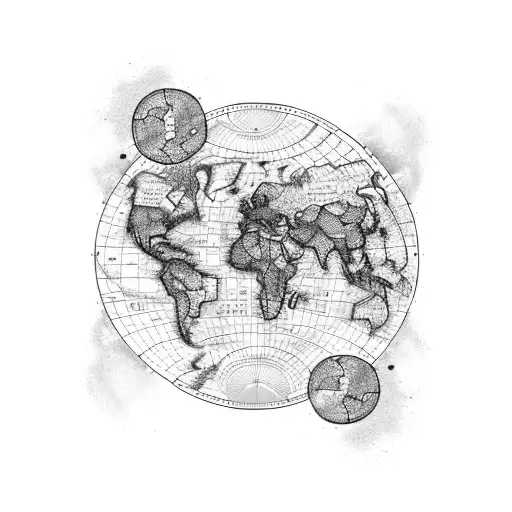A world map made up of stock market graphs tattoo design idea