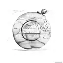 A globe with trading symbols as latitude and longitude lines tattoo design idea