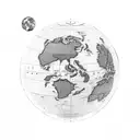 A globe with trading symbols as latitude and longitude lines tattoo design idea