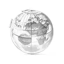 A globe with trading symbols as latitude and longitude lines tattoo design idea