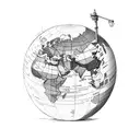 A globe with trading symbols as latitude and longitude lines tattoo design idea