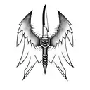 knife with bat wings tattoo design idea