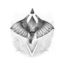 knife with bat wings tattoo design idea