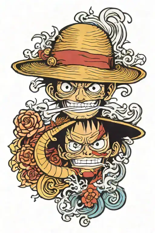 luffy straw hat tattoo design idea