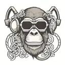 monkey with headphones   tattoo design idea