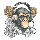 monkey with headphones   tattoo design idea