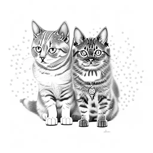 A cat and dog duo wearing makeup and covered in glitter tattoo design idea