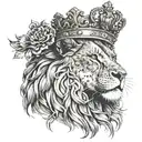 lion wearing a crown tattoo design idea
