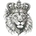 lion wearing a crown tattoo design idea
