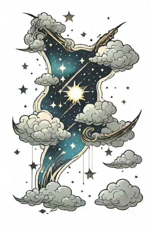  limitless with stars shining clouds tattoo design idea