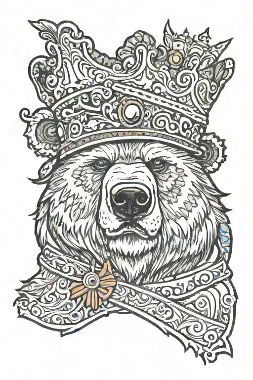 bear Russia king hat tattoo design idea