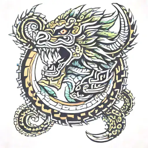 hunab ku con quetzalcoatl tattoo design idea