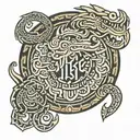hunab ku con quetzalcoatl tattoo design idea
