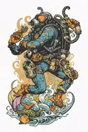 scuba diver exploring different countries you've visited tattoo design idea