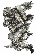 scuba diver exploring different countries tattoo design idea