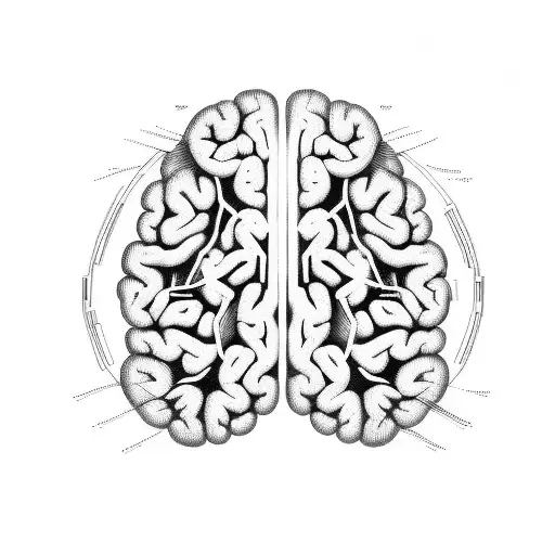 half normal brain half electrical brain, with lines and design for the arm tattoo design idea