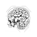 half normal brain half electrical brain, with lines and design for the arm tattoo design idea