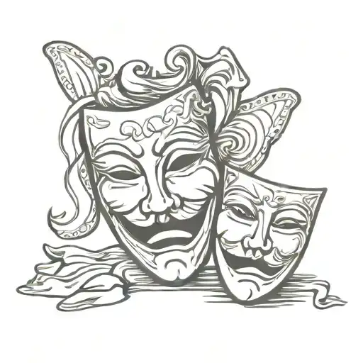 drama masks tragedy and comedy tattoo design idea
