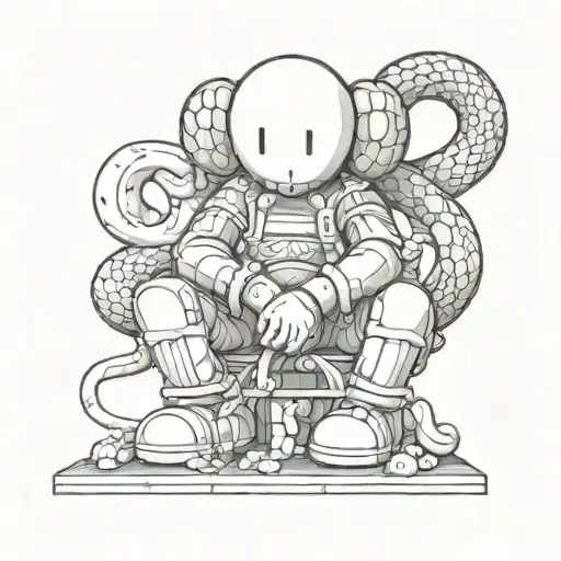 kaws statue with a snake   tattoo design idea