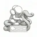 kaws statue with a snake   tattoo design idea