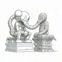 kaws statue with a snake   tattoo design idea