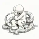 kaws statue with a snake   tattoo design idea
