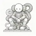 kaws statue with a snake   tattoo design idea