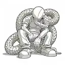 kaws statue with a snake   tattoo design idea