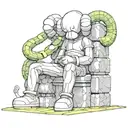 kaws statue with a snake   tattoo design idea