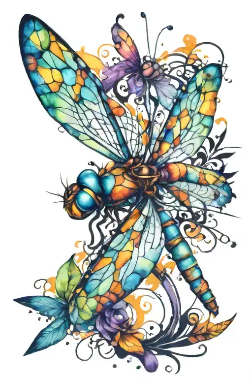 Watercolor dragonfly tattoo design idea