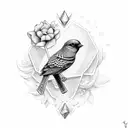 bird, diamond, gun, flower tattoo design idea